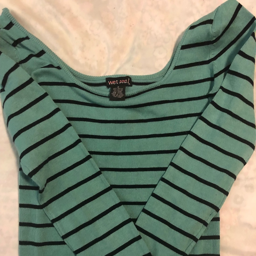 Wet Seal striped off-the-shoulder long sleeve top